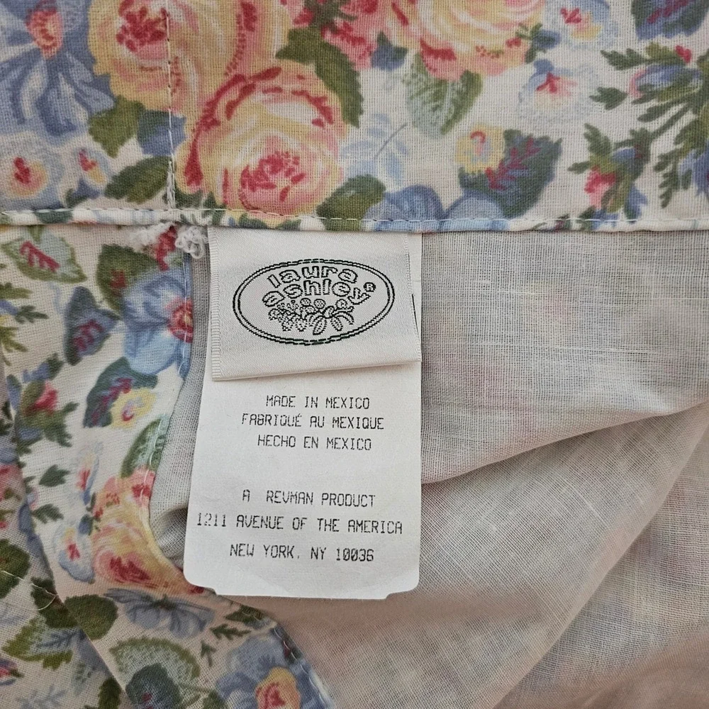 Vintage Laura Ashley Floral Curtain Panel Pink Rose Cottagecore Romatic 38x86